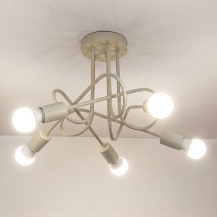 Přisazený lustr OXFORD 5xE27/15W/230V krémová