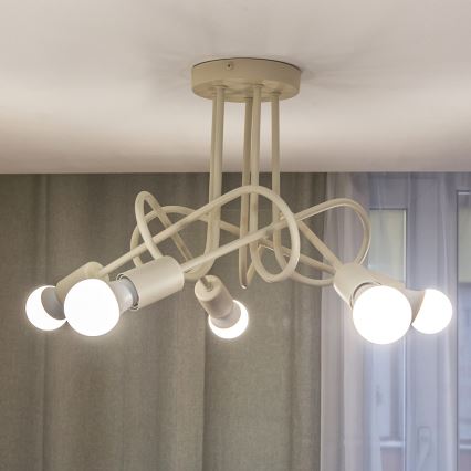 Přisazený lustr OXFORD 5xE27/15W/230V krémová