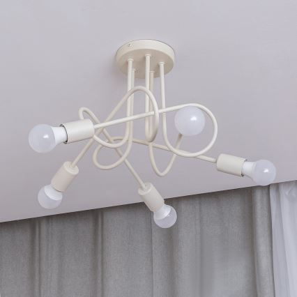 Přisazený lustr OXFORD 5xE27/15W/230V krémová