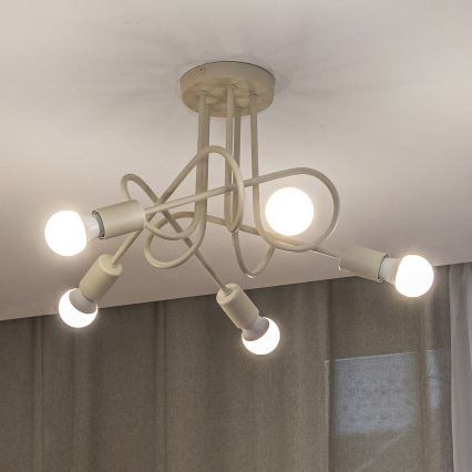 Přisazený lustr OXFORD 5xE27/15W/230V krémová
