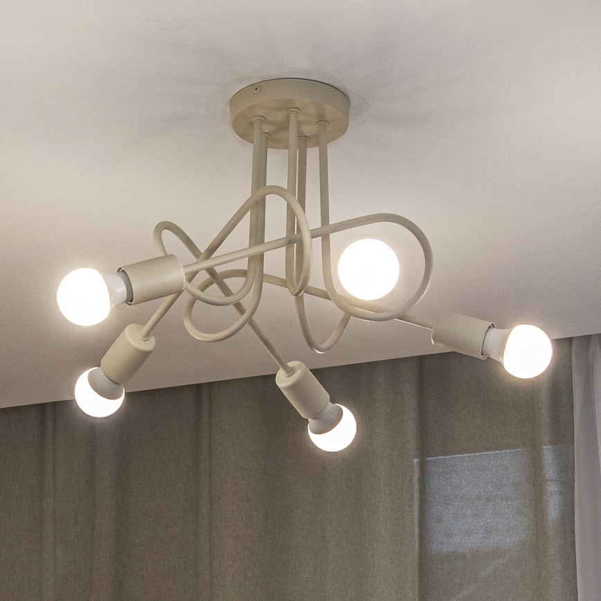 Přisazený lustr OXFORD 5xE27/15W/230V krémová