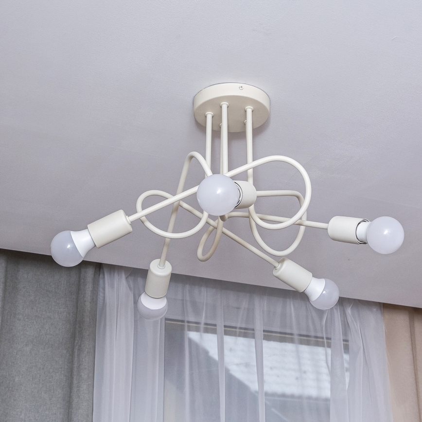 Přisazený lustr OXFORD 5xE27/15W/230V krémová