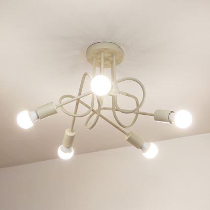 Přisazený lustr OXFORD 5xE27/15W/230V krémová