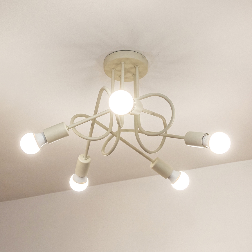 Přisazený lustr OXFORD 5xE27/15W/230V krémová