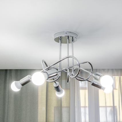 Přisazený lustr OXFORD 5xE27/15W/230V lesklý chrom