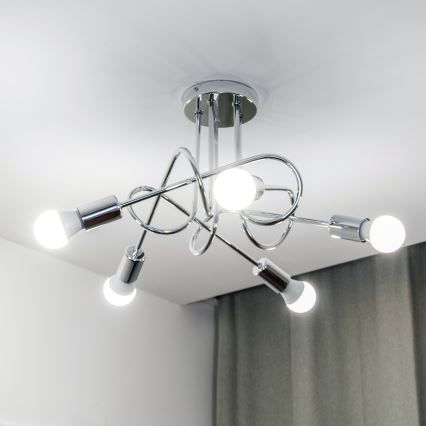 Přisazený lustr OXFORD 5xE27/15W/230V lesklý chrom