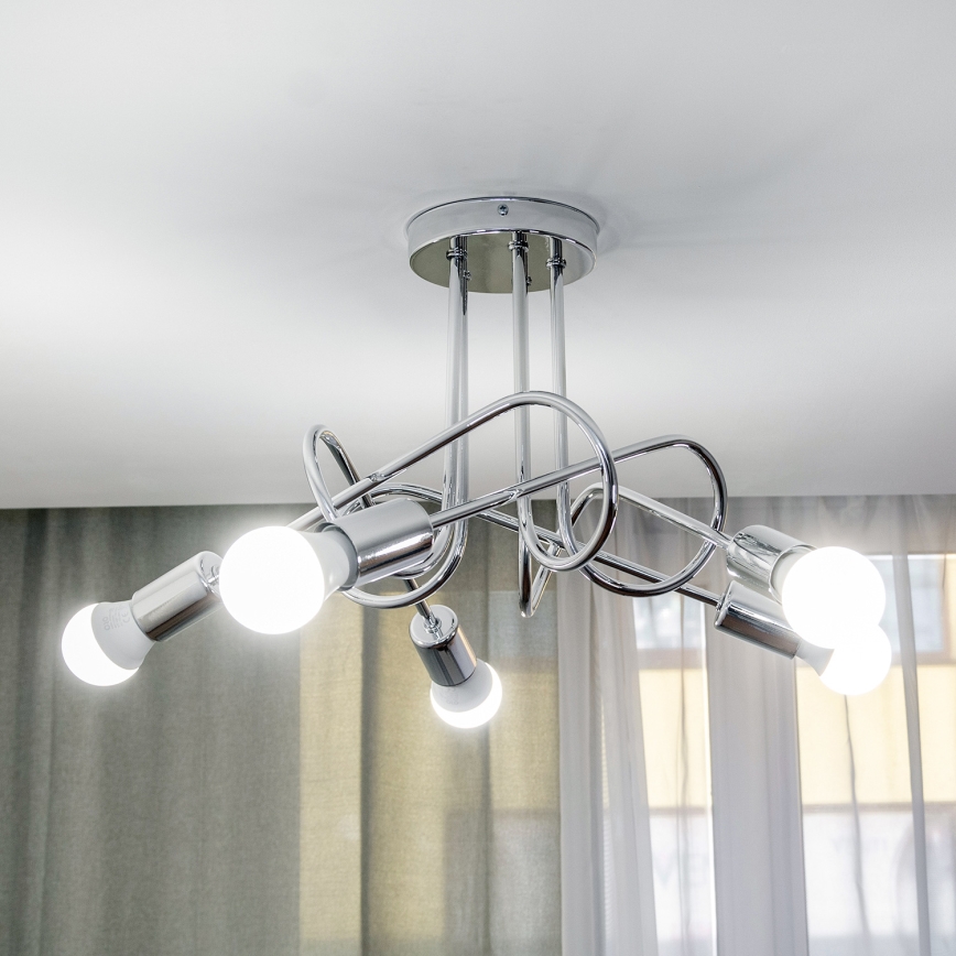 Přisazený lustr OXFORD 5xE27/15W/230V lesklý chrom