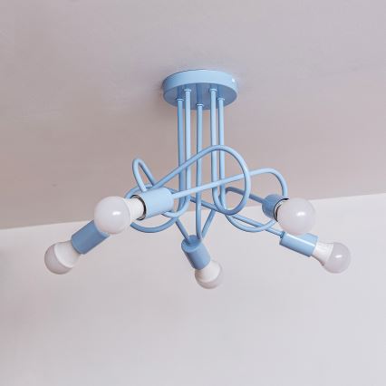 Přisazený lustr OXFORD 5xE27/15W/230V modrá