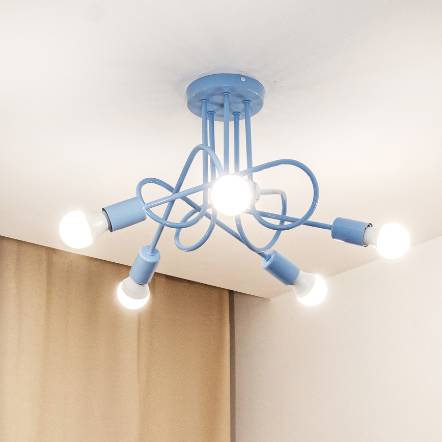 Přisazený lustr OXFORD 5xE27/15W/230V modrá