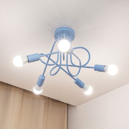Přisazený lustr OXFORD 5xE27/15W/230V modrá
