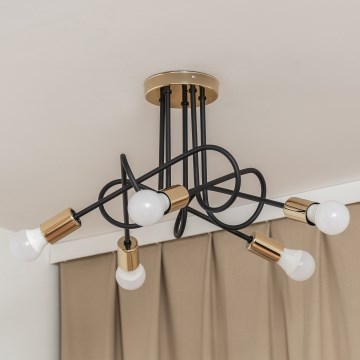 Přisazený lustr OXFORD 5xE27/15W/230V zlatá/černá