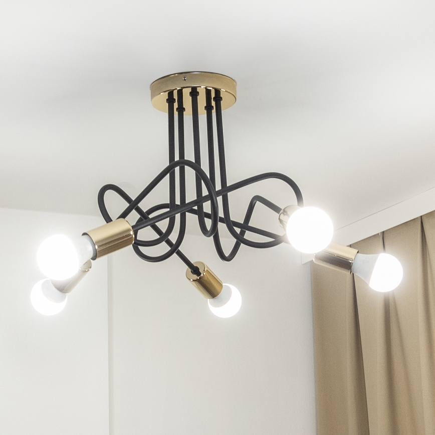 Přisazený lustr OXFORD 5xE27/15W/230V zlatá/černá