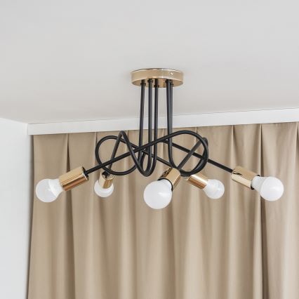 Přisazený lustr OXFORD 5xE27/15W/230V zlatá/černá
