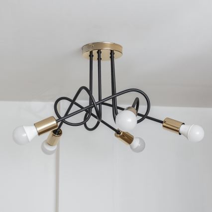 Přisazený lustr OXFORD 5xE27/15W/230V zlatá/černá