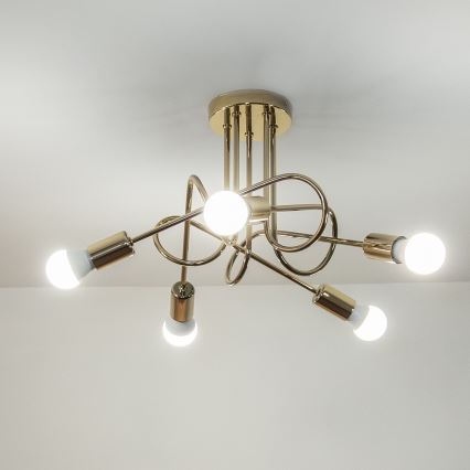 Přisazený lustr OXFORD 5xE27/15W/230V zlatá