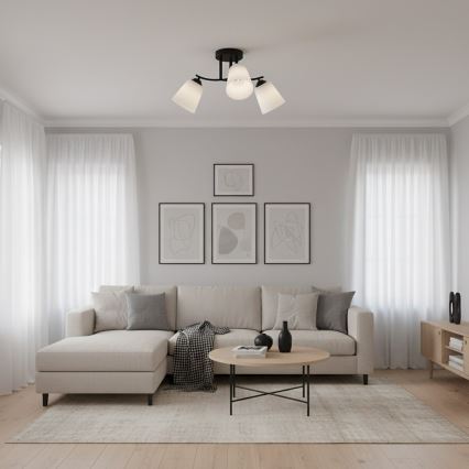 Přisazený lustr PAFOS 3xE27/15W/230V černá