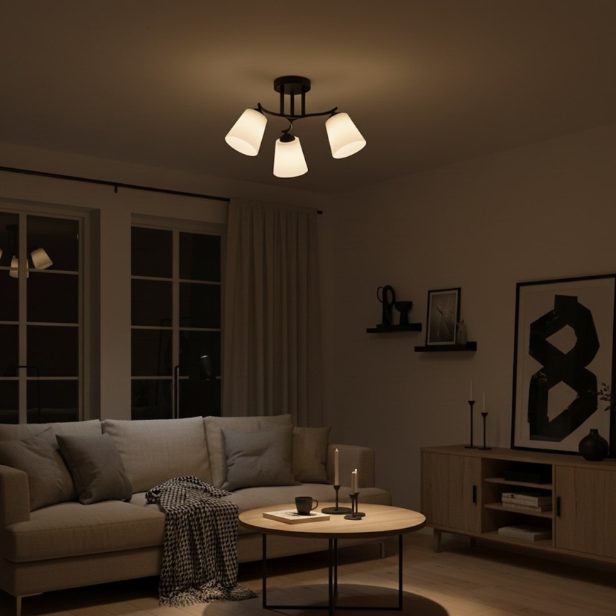 Přisazený lustr PAFOS 3xE27/15W/230V černá