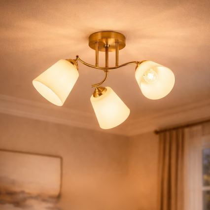 Přisazený lustr PAFOS 3xE27/15W/230V zlatá
