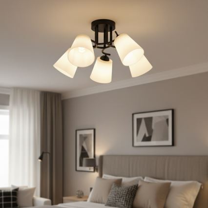 Přisazený lustr PAFOS 5xE27/15W/230V černá