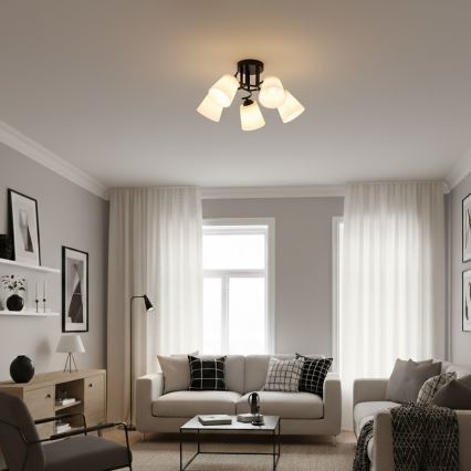 Přisazený lustr PAFOS 5xE27/15W/230V černá