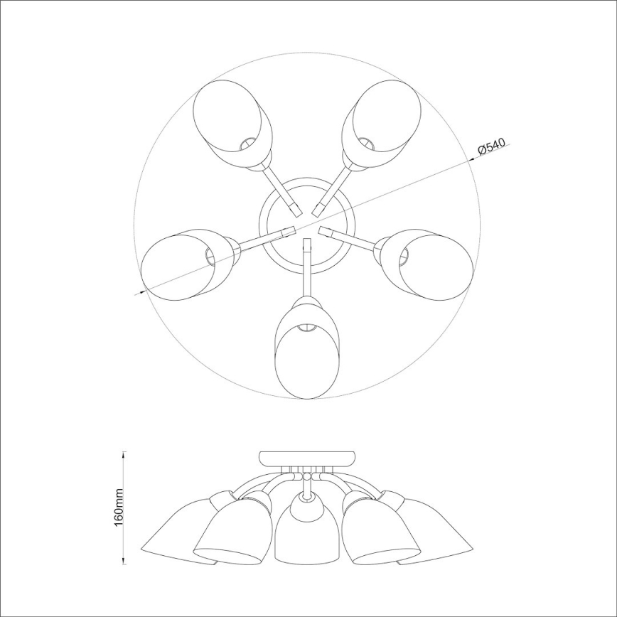 Přisazený lustr PORTOS 5xE14/10W/230V lesklý chrom
