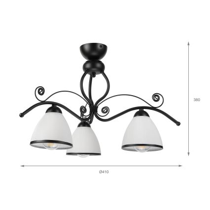 Přisazený lustr RETRO 3xE27/60W/230V černá/bílá