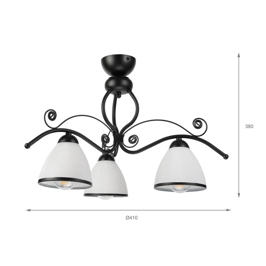 Přisazený lustr RETRO 3xE27/60W/230V černá/bílá