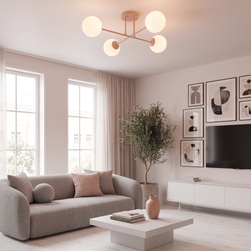 Přisazený lustr ROMA 4xE14/10W/230V růžová