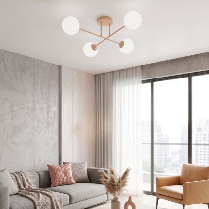Přisazený lustr ROMA 4xE14/10W/230V růžová