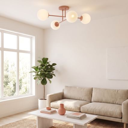 Přisazený lustr ROMA 4xE14/10W/230V růžová