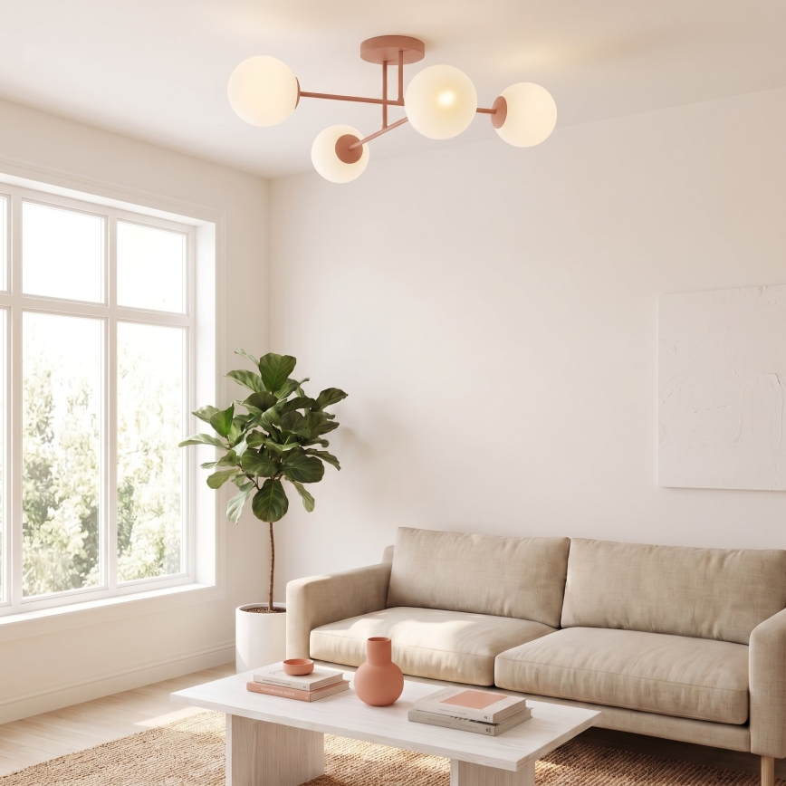 Přisazený lustr ROMA 4xE14/10W/230V růžová
