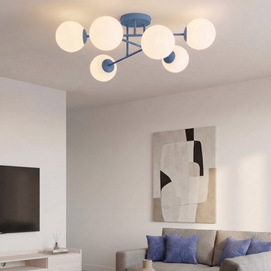 Přisazený lustr ROMA 6xE14/10W/230V modrá