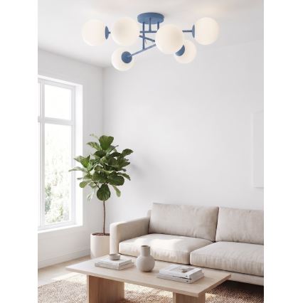 Přisazený lustr ROMA 6xE14/10W/230V modrá