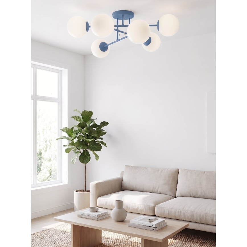Přisazený lustr ROMA 6xE14/10W/230V modrá