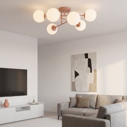 Přisazený lustr ROMA 6xE14/10W/230V růžová