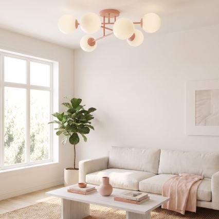 Přisazený lustr ROMA 6xE14/10W/230V růžová