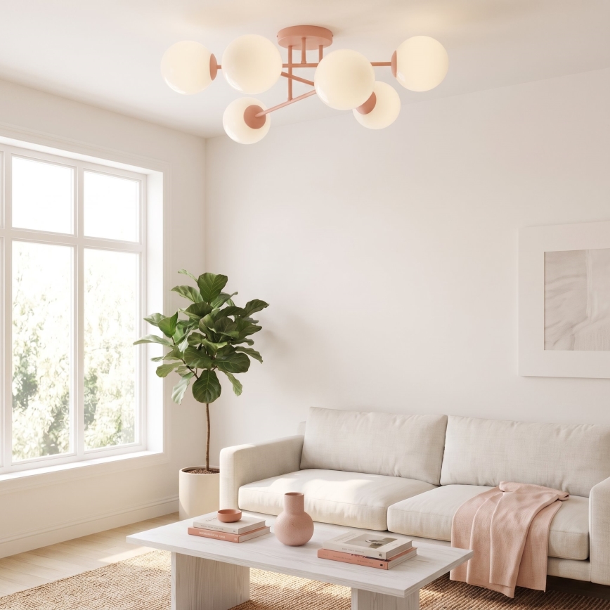 Přisazený lustr ROMA 6xE14/10W/230V růžová