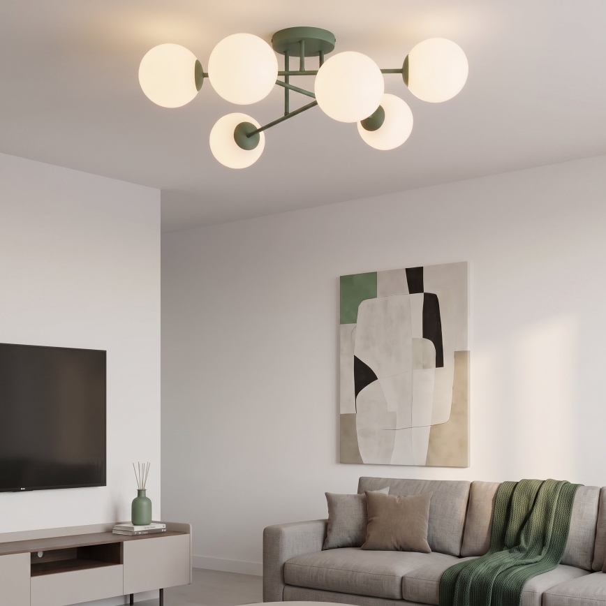 Přisazený lustr ROMA 6xE14/10W/230V zelená