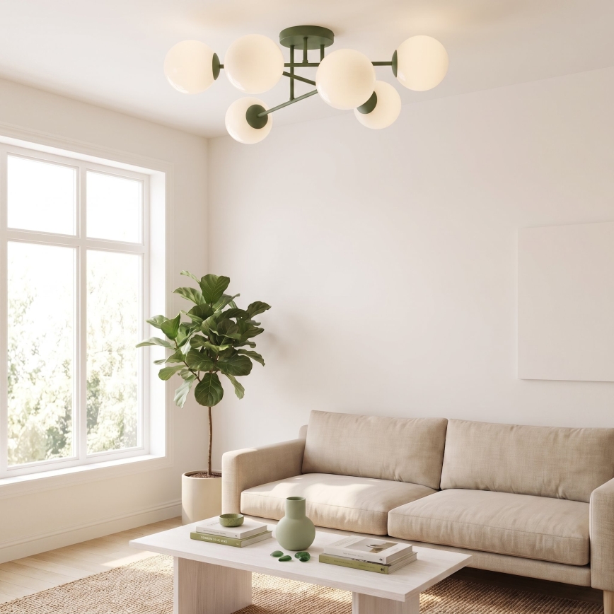 Přisazený lustr ROMA 6xE14/10W/230V zelená