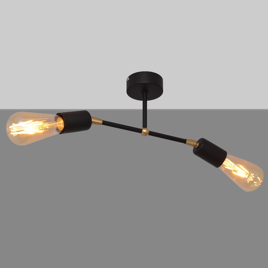 Přisazený lustr ROSETTE 2xE27/15W/230V černá/zlatá