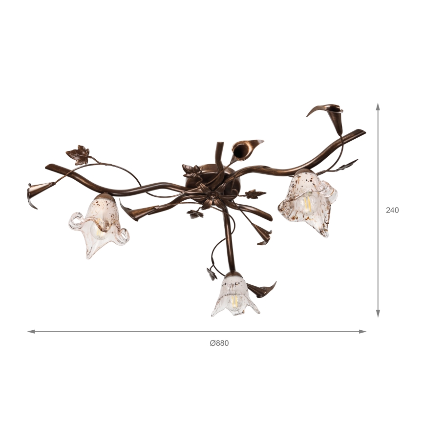 Přisazený lustr ROZETA 3xE14/40W/230V bronzová