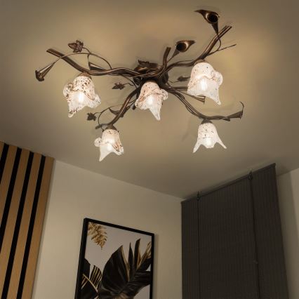 Přisazený lustr ROZETA 5xE14/40W/230V bronzová