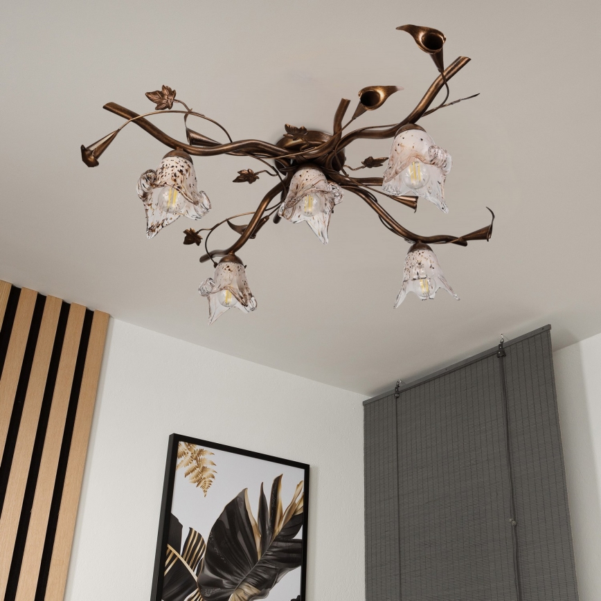 Přisazený lustr ROZETA 5xE14/40W/230V bronzová