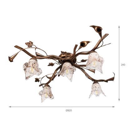 Přisazený lustr ROZETA 5xE14/40W/230V bronzová