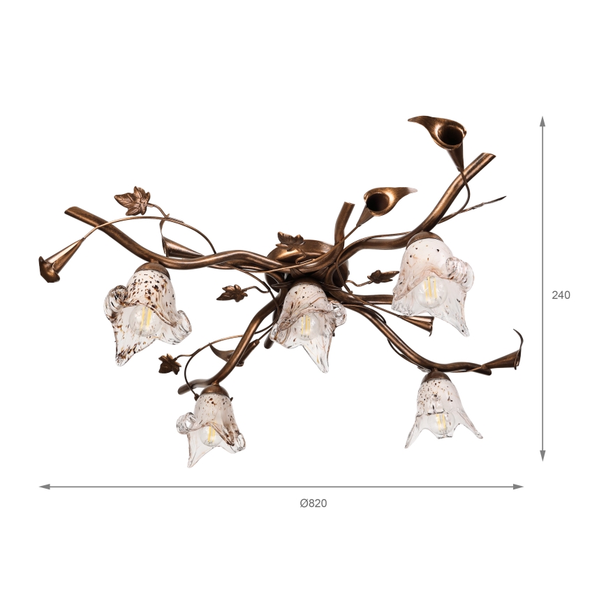 Přisazený lustr ROZETA 5xE14/40W/230V bronzová
