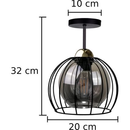 Přisazený lustr SOLO BLACK 1xE27/60W/230V černá/zlatá