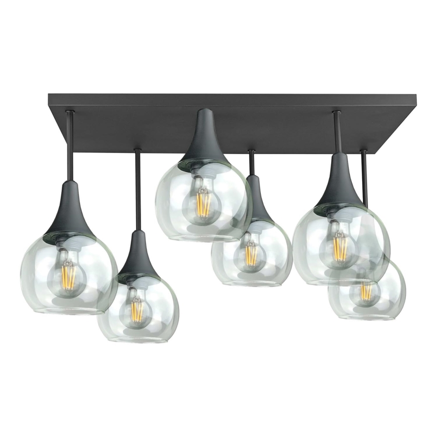 Přisazený lustr SOMA 6xE27/60W/230V černá/čirá