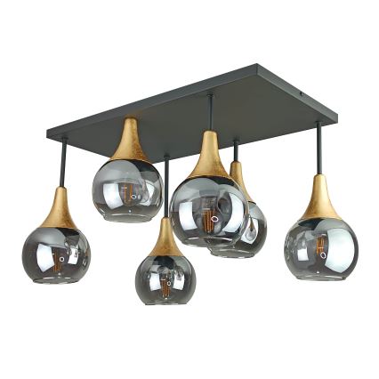 Přisazený lustr SOMA 6xE27/60W/230V černá/zlatá/kouřová černá