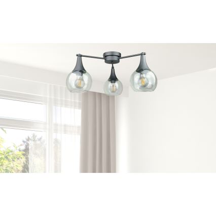 Přisazený lustr STAR 3xE27/60W/230V černá/čirá