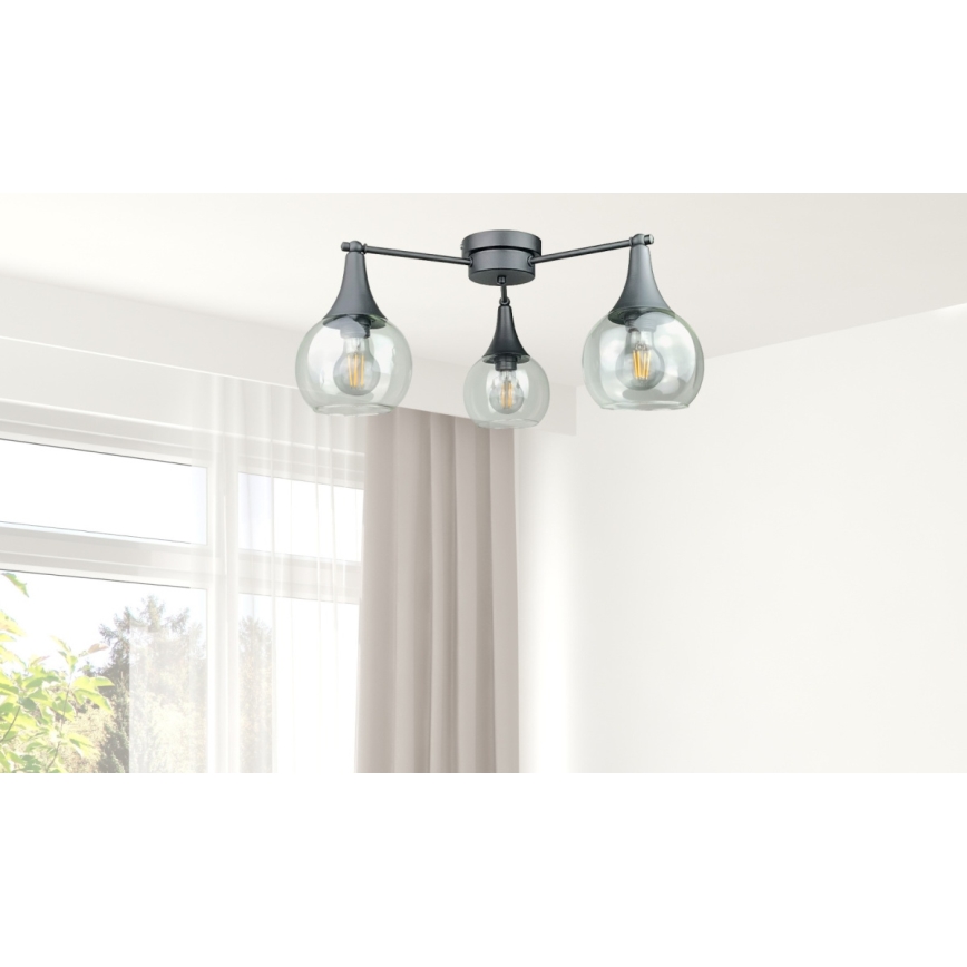 Přisazený lustr STAR 3xE27/60W/230V černá/čirá